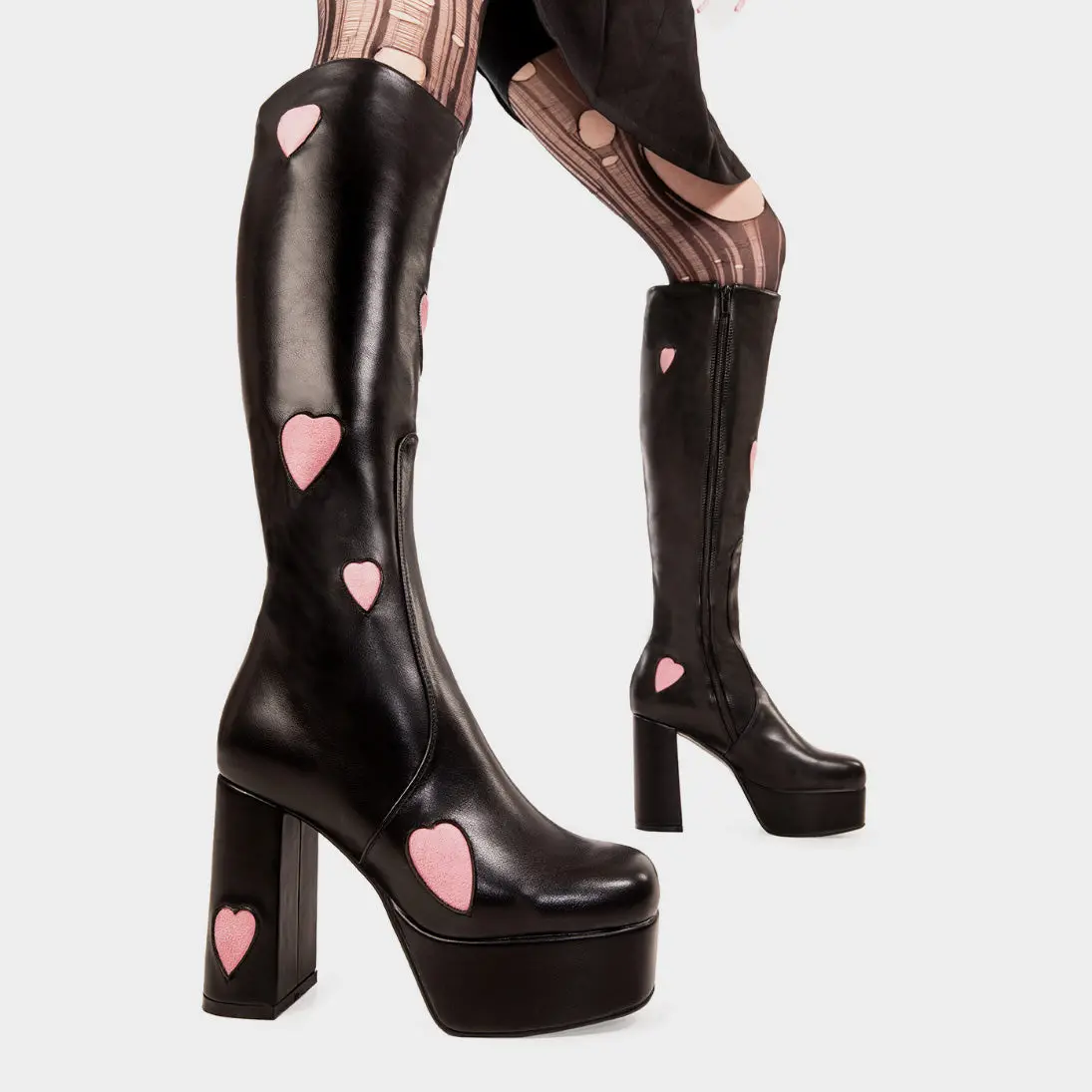Candyfloss Love Platform Knee High Boots - Image 3
