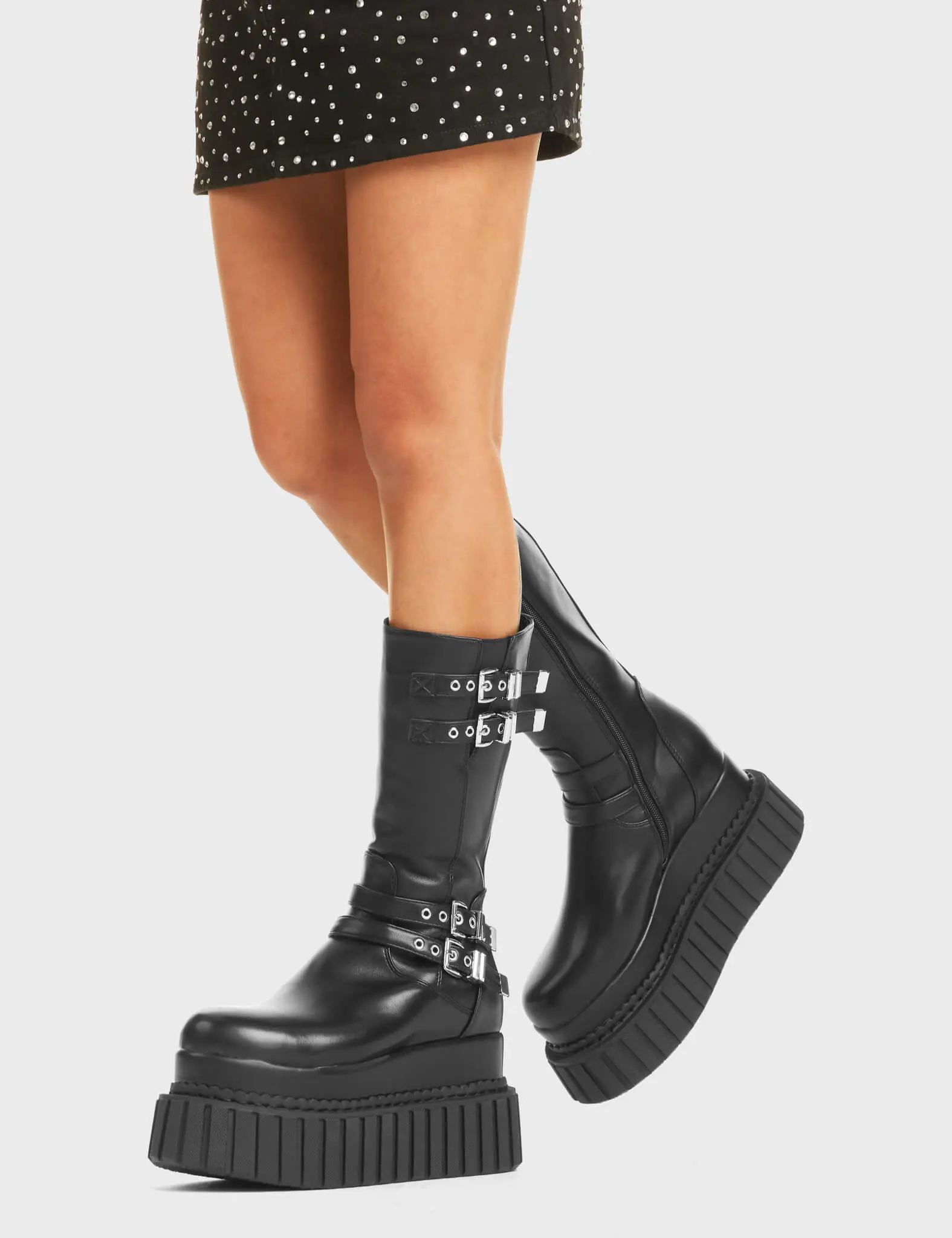 Night Time Chunky Creeper Platform Calf Boots - Image 2