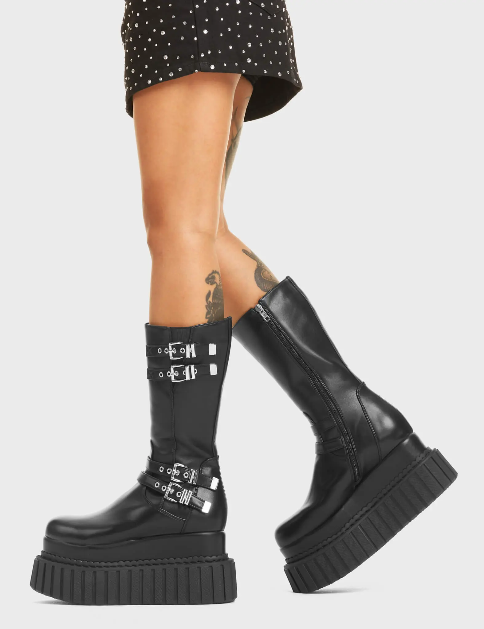 Night Time Chunky Creeper Platform Calf Boots - Image 4