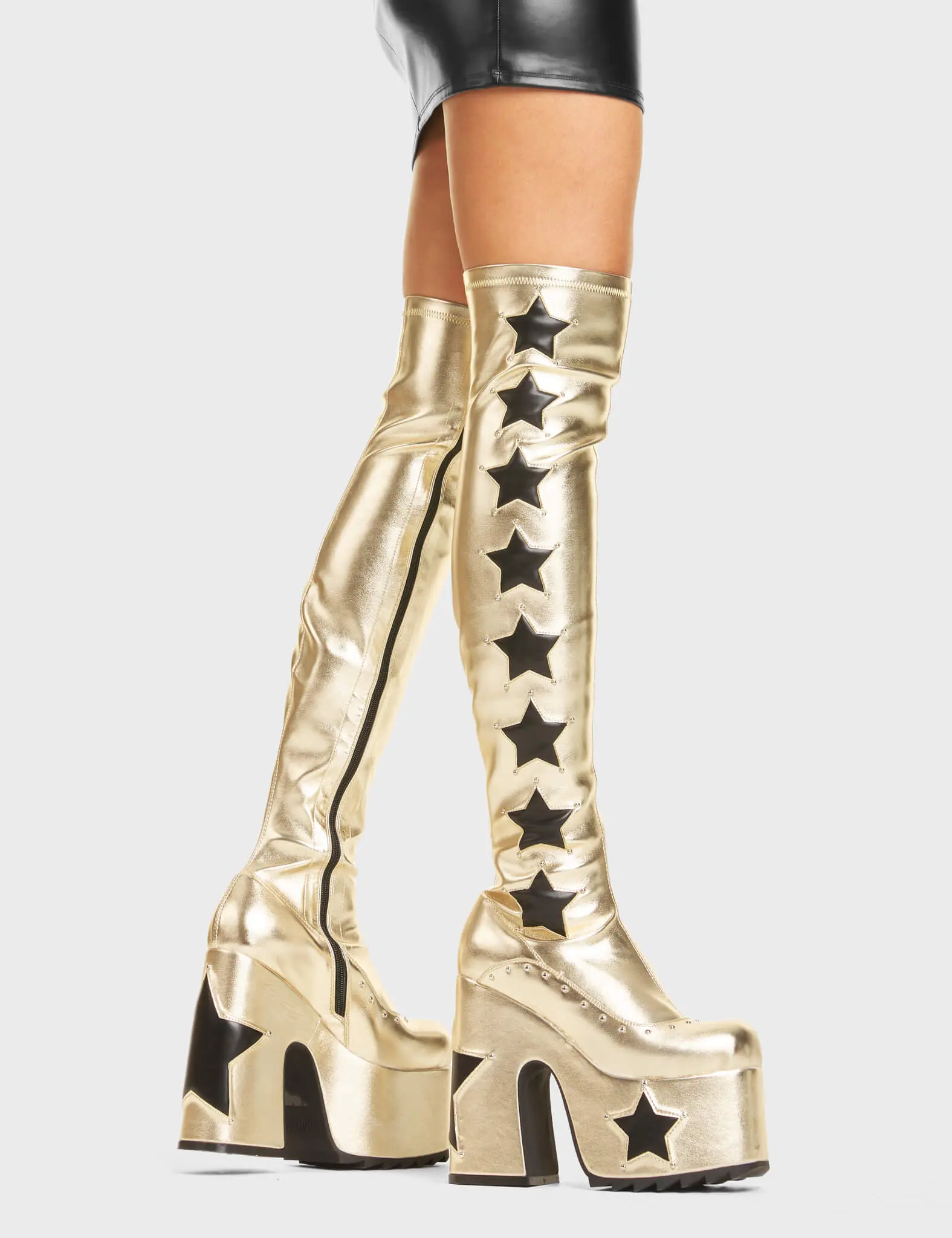 Electricity Chunky Platform Thigh High Boots - Image 2