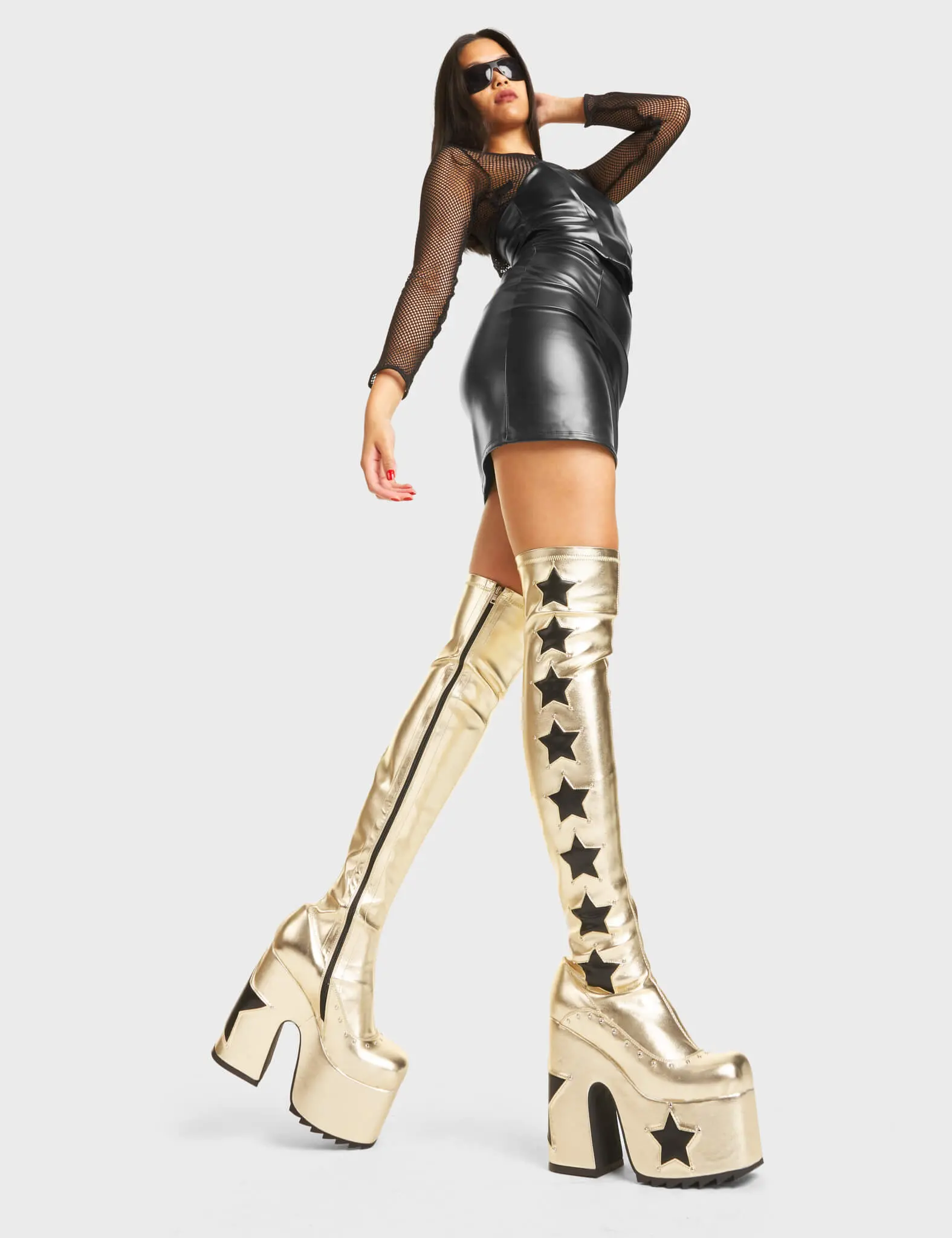 Electricity Chunky Platform Thigh High Boots - Image 3