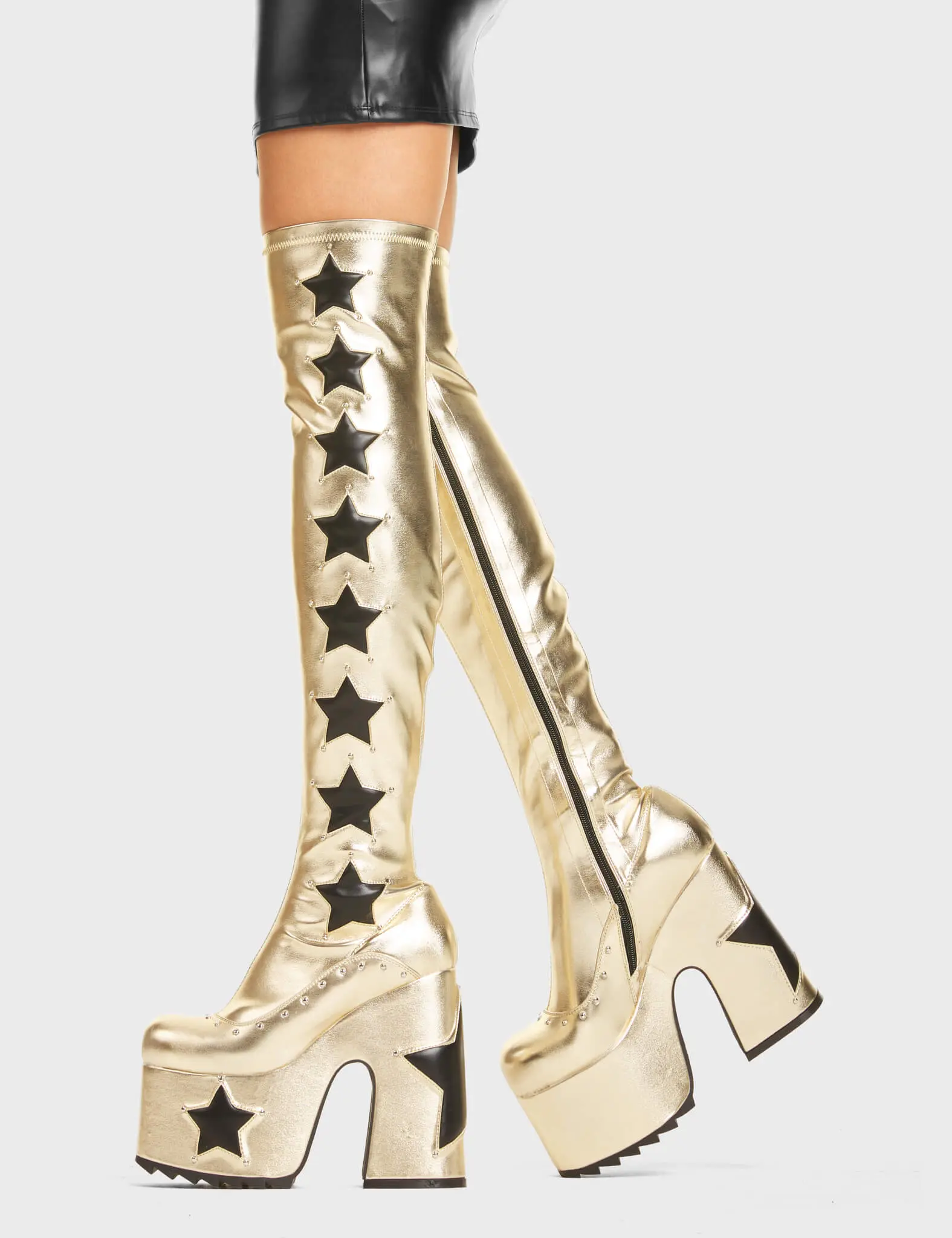 Electricity Chunky Platform Thigh High Boots - Image 4