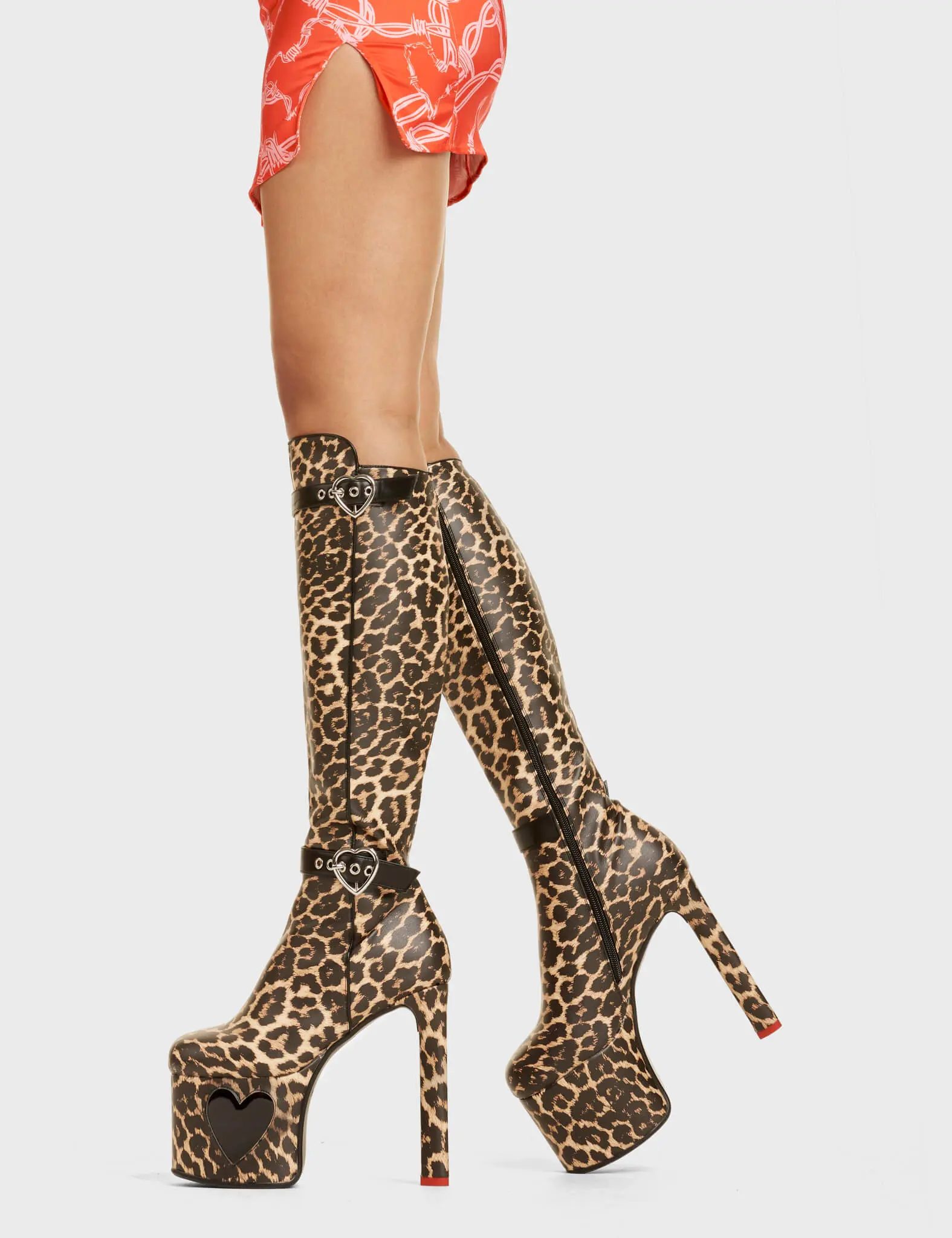 Fuzzy Platform Knee High Boots - Image 4