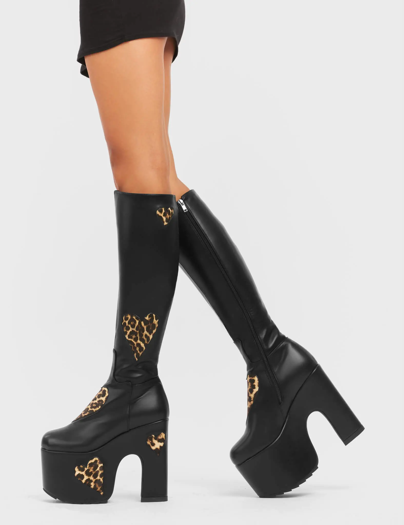 Glass Heart Chunky Platform Knee High Boots - Image 3