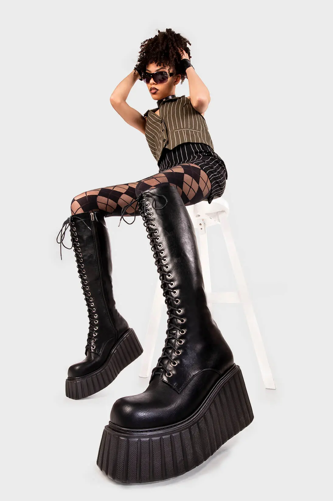 Important Chunky Creeper Platform Knee High Boots - Image 2