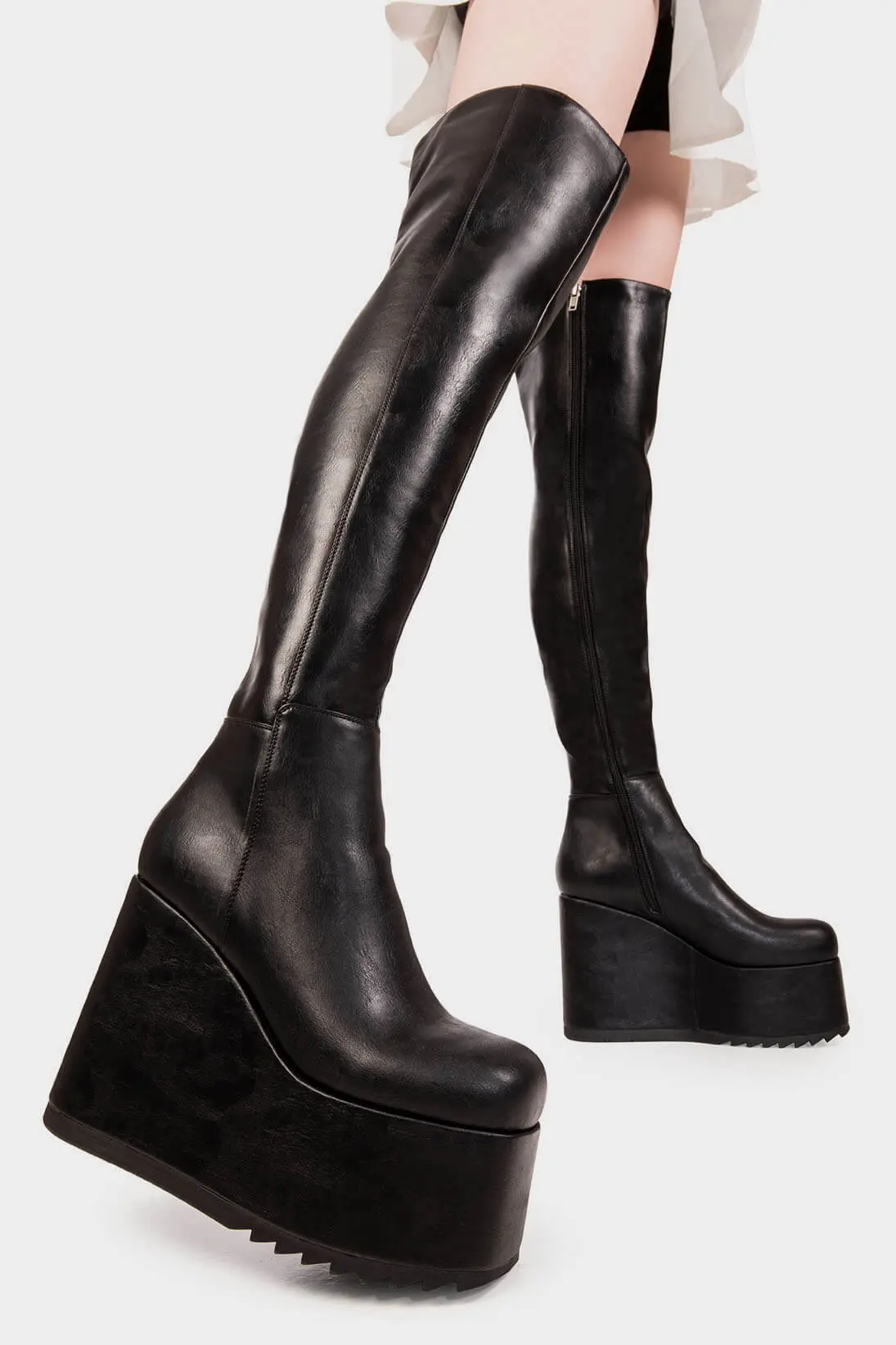 Never Again Chunky Platform Thigh High Boots - Image 2