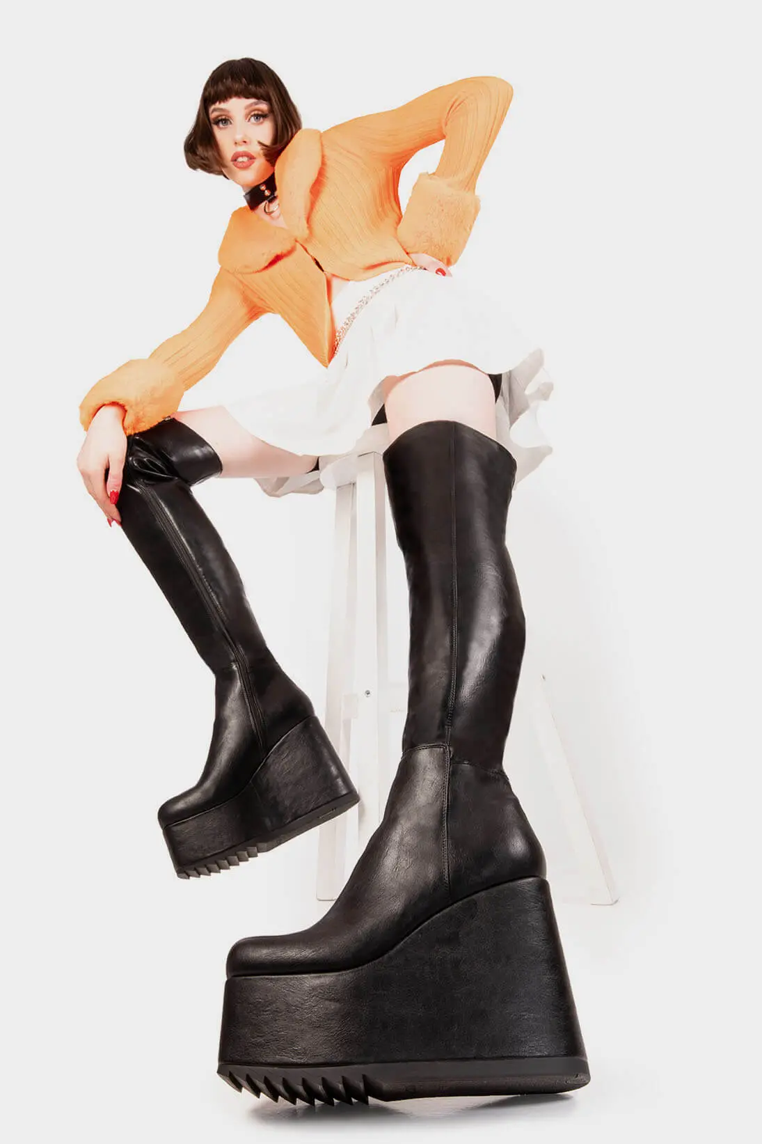 Never Again Chunky Platform Thigh High Boots - Image 3