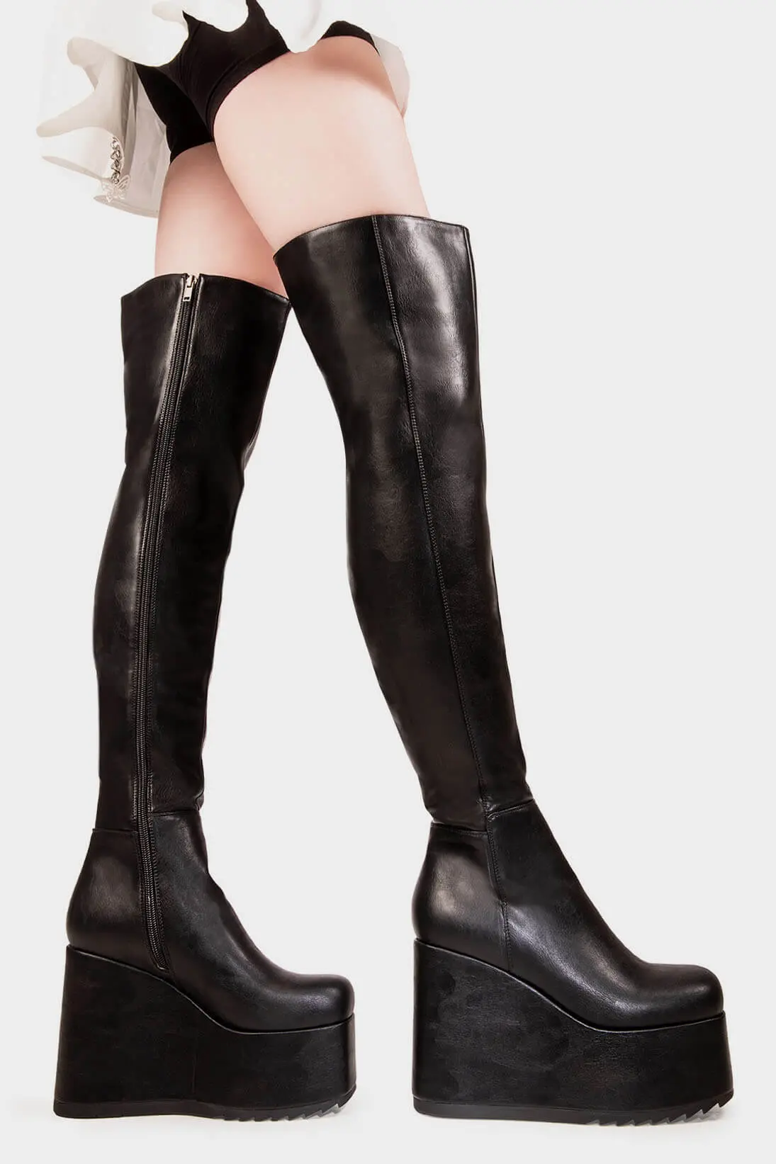 Never Again Chunky Platform Thigh High Boots - Image 4