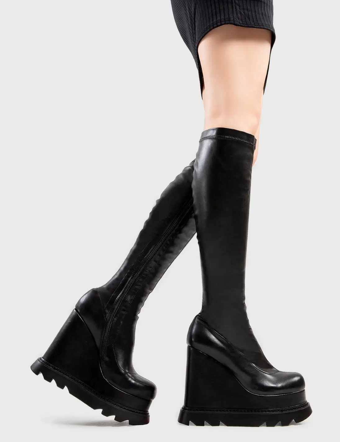 Roses Chunky Platform Knee High Boots - Image 3